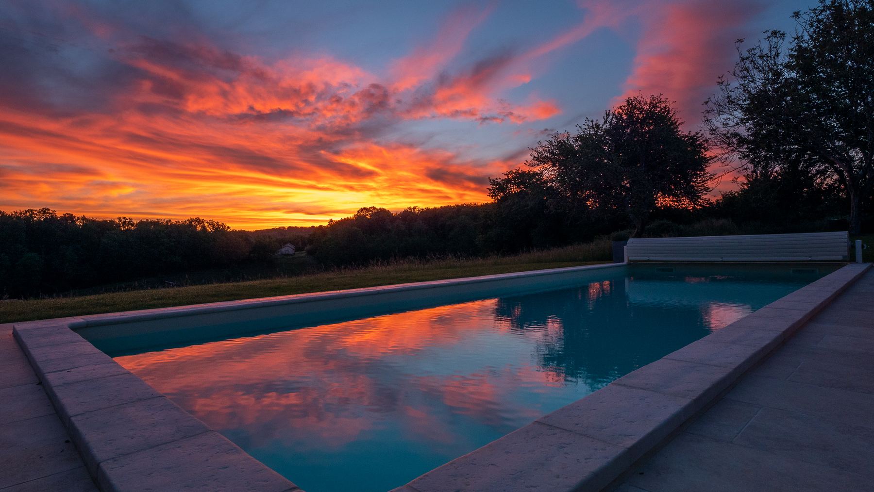 Sunset over the pool
