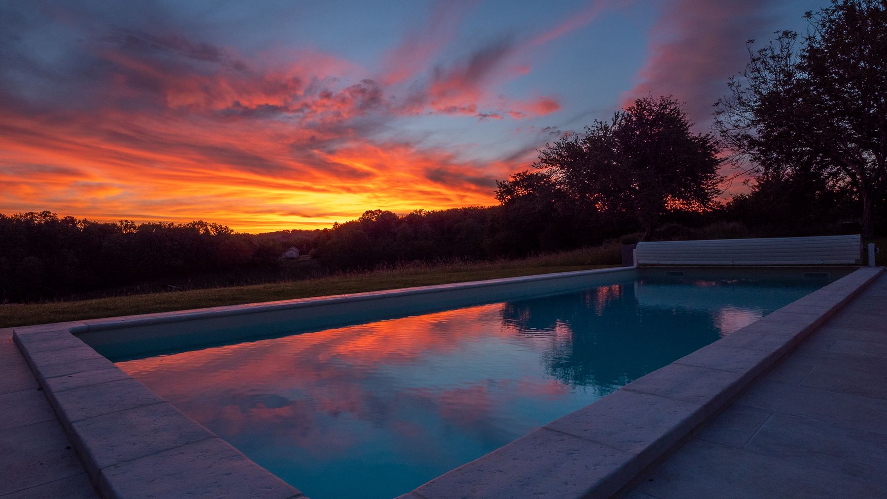 Sunset over the pool