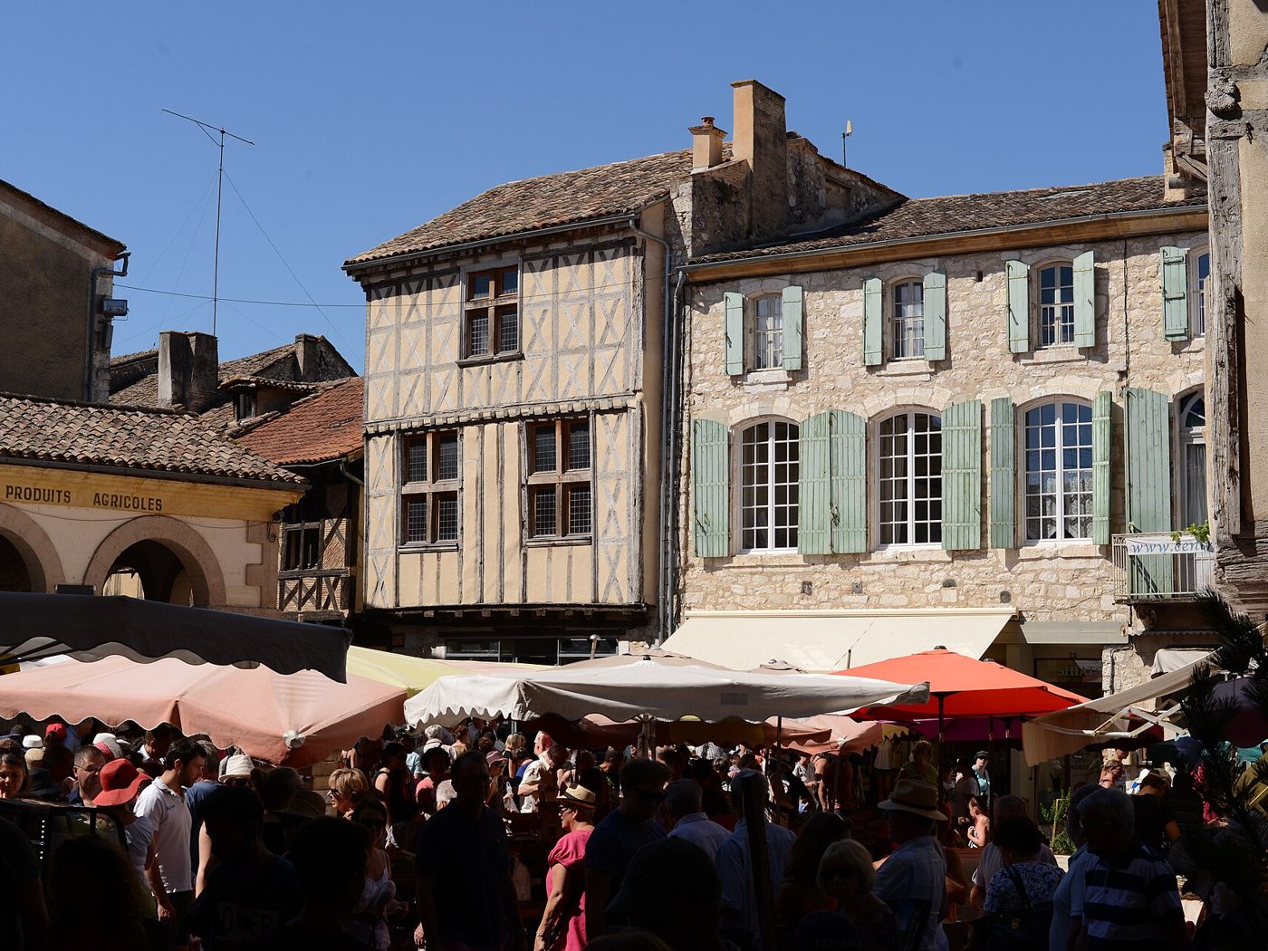 A Sunday market in a medieval village square