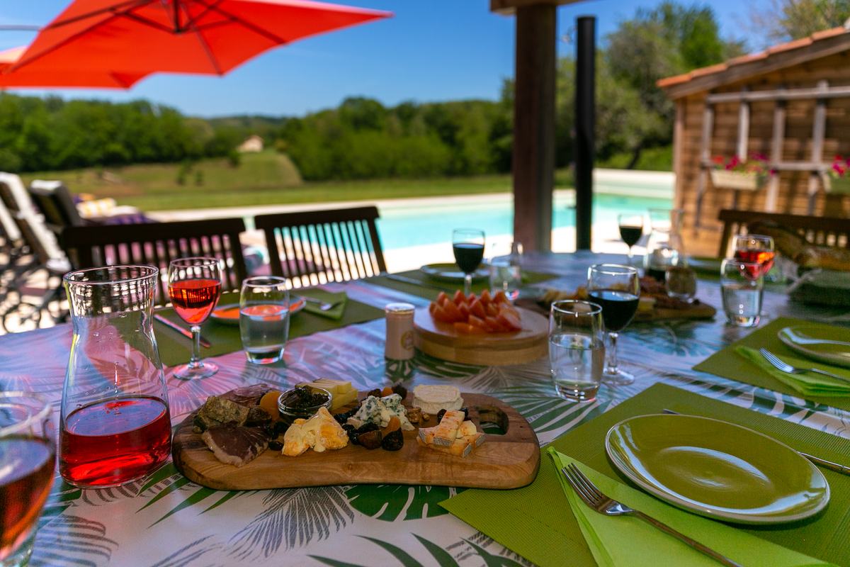 A long table in the shade